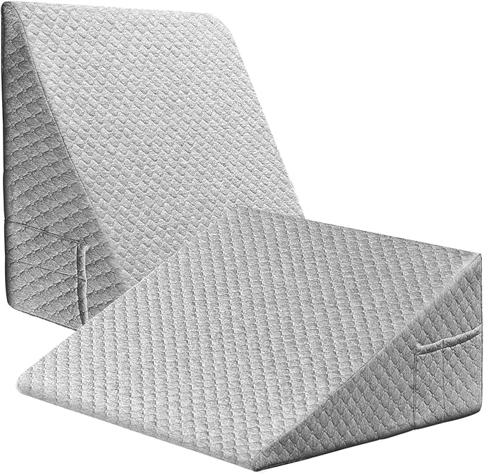 Wedge Pillow, 7.5 Inch Bed Wedge Pillow for Headboard, Pillow Wedge for Acid Reflux Relief, After Surgery, Sleeping,Back Pain Relief, Memory Foam Top, Darkgrey