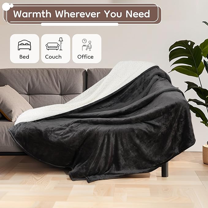 Electric Heated Blanket King Size - 90"x100", Soft Flannel Heating Blanket, 10 Heating Levels, 1-12 H Auto Shut Off, Breathable Warm and Washable for Bed, Dark Grey