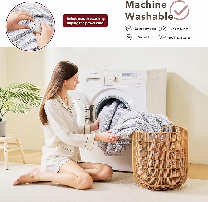 Heated Electric Blanket Full Size - 72"x84" Flannel Heating Blanket with 10 Heating Levels & 5 Time Settings Over-Heat Protection, Winter Warmer for Adults with ETL Certification(Grey)
