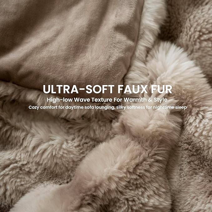 Electric Heated Blanket for Girls & Women, Soft & Luxurious, Faux Rabbit Fur Heating Throw Blankets, 6 Heat Settings, Overheat Protection, Quick Heating, Memory Function, Gift-Ready Design, 50"x60"