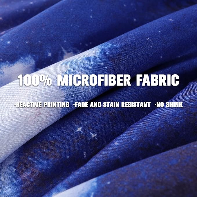 6Pcs Galaxy Comforter Set with Sheets for Kids Boys Girls Teens, Outer Space Themed Bed in a Bag Twin Size, Dark Blue 3D Printed Bedroom Decor Bedding Set