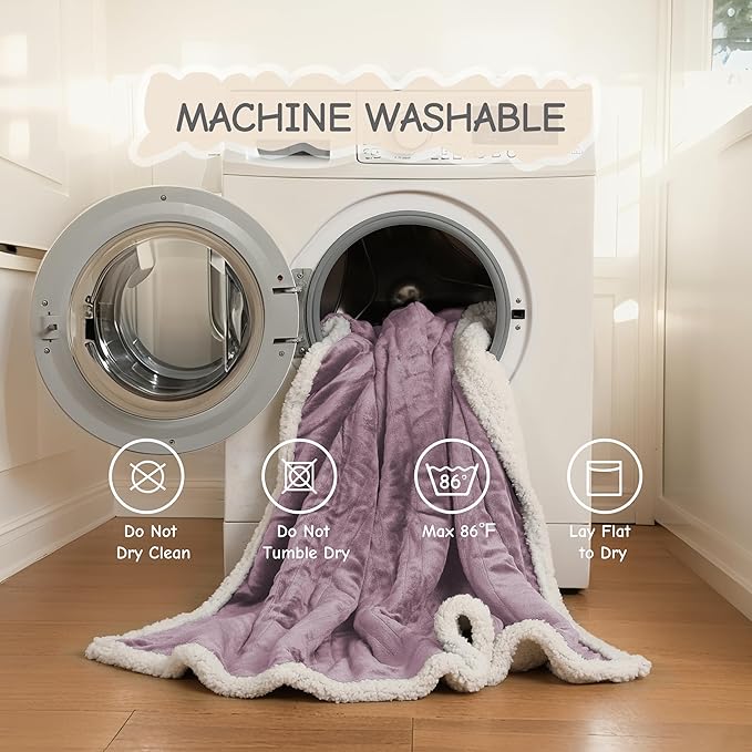 Electric Heated Blanket Throw Size 50"x60", Soft Flannel with Overheat Protection, 6 Adjustable Heat Settings & 3-Hour Auto-Off Timer, Fast Heating for Winter Comfort, Purple