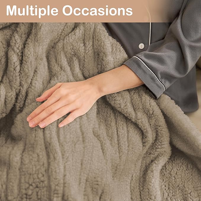 Electric Heated Blanket Full Size 72"×84" with 6 Heating Levels & 1-10Hs Auto Off, Heating Blanket Double Sided Plush Sherpa, Fast Heating, Machine Washable for Christmas Gift - Light Brown