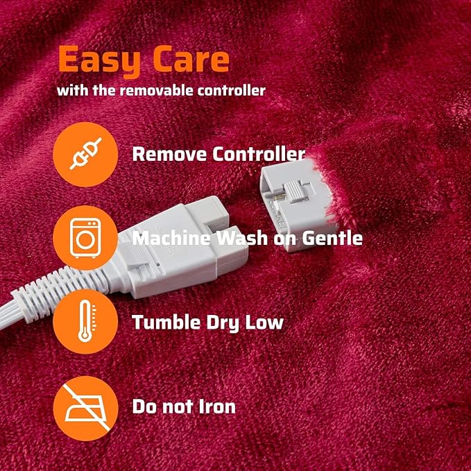 Degrees of Comfort Sherpa Plush Dual Control Electric Blanket Queen Size, Heating Blankets | Washable | Automatic Shut Off | Double Zone, 6 Heat Settings | 84" x 90" Red