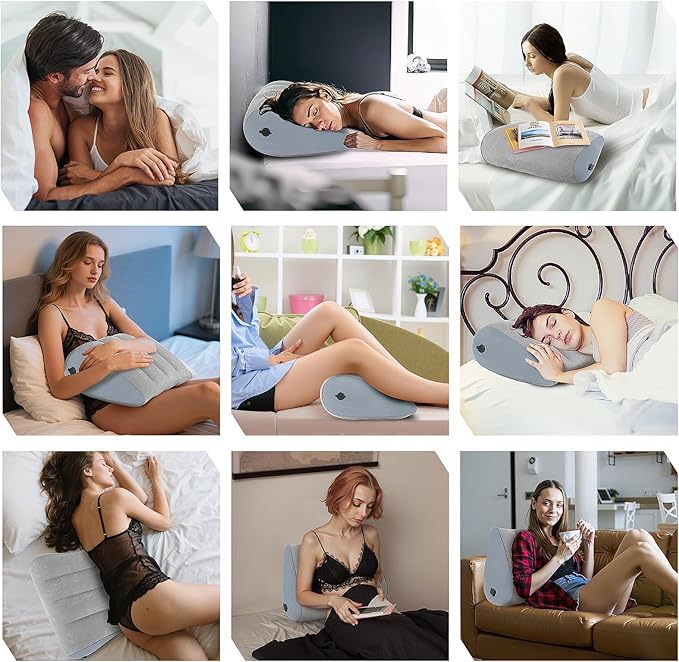 2 Pack Portable Inflatable Wedge Pillow,Body Positioner for Sleep Support, Adjustable Travel Pillow - Lightweight Bed/Leg Support Pillow, Fast Inflation,for Home Outdoor Travel