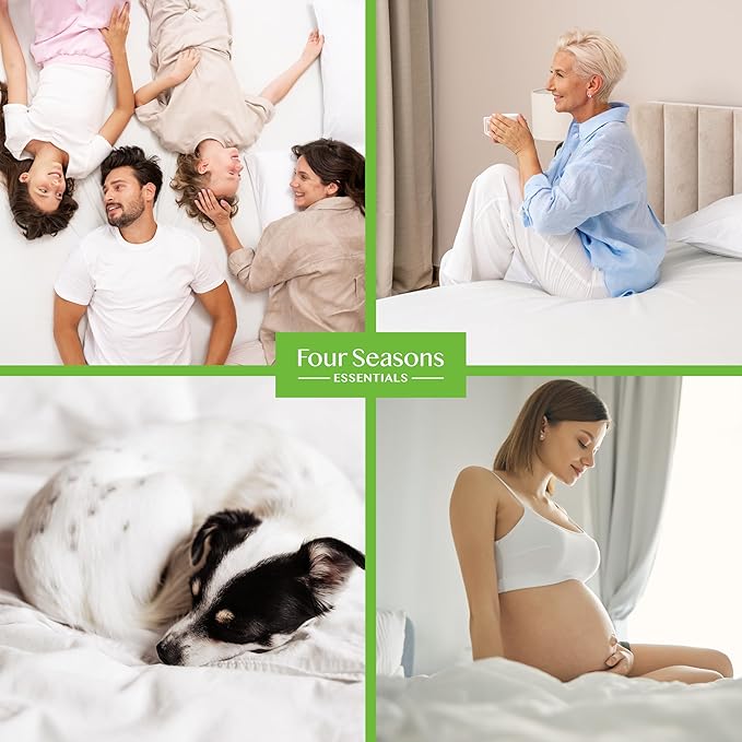 Olympic Queen Size (66"x80") Waterproof Mattress Protector - Cooling Viscose derived from Bamboo Fitted Sheet Super Queen Mattress Cover - Quilted Jacquard Pad