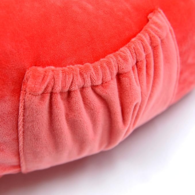 Super Soft Velvety Backrest Reading Bed Rest Pillow with Arms and Pockets 18" H for Sitting in Bed Couch Sofa, Back Support Wedge Cushion with Removable Cover, 20" x 18" x17", Bright Pink