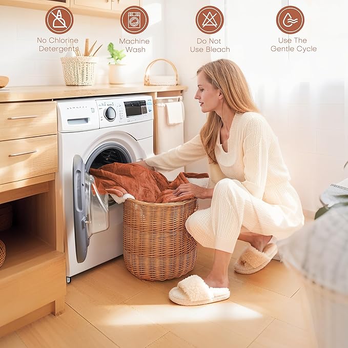 Electric Heated Blanket Throw Size 50"x60" - Flannel & Sherpa Fabric Dual-Sided, 6 Heat Settings & 1-3 Hours Auto Off, Soft & Cozy Warming Throw for Home, Office, or Bed, Machine Washable, Caramel
