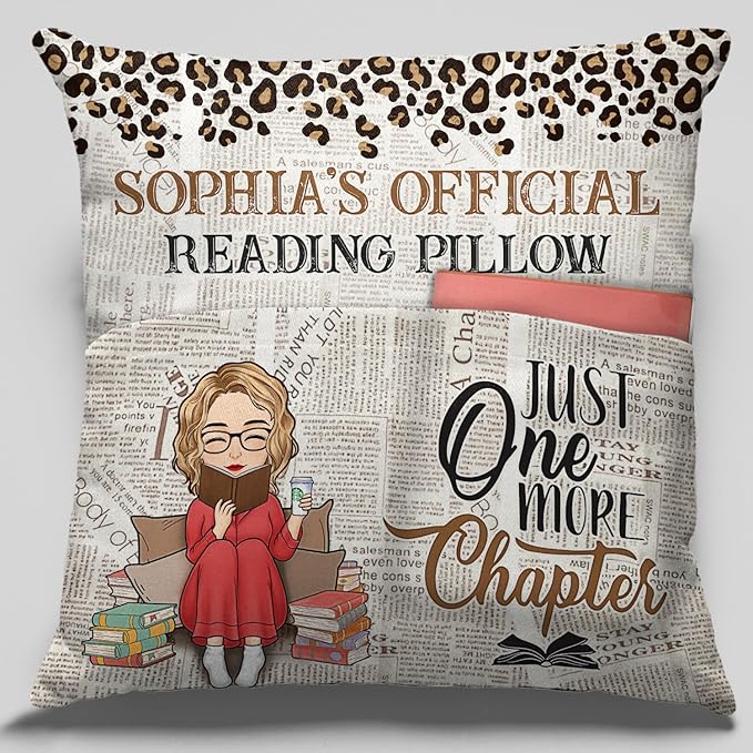 Pawfect House Just A Girl Who Loves Books, Personalized Pocket Pillow (Insert Included), Book Lover Gifts for Women, Bookworms, Christmas Birthday Gifts for Book Lovers, Best Friends, Besties