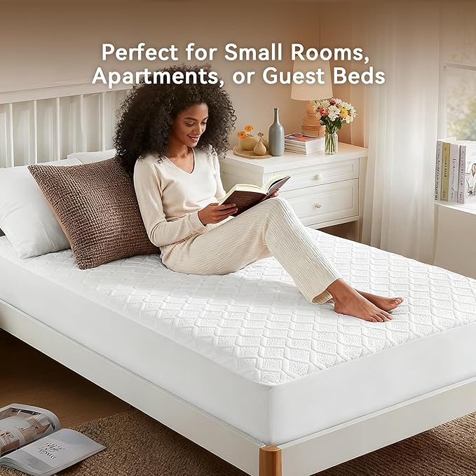 Twin Size Heated Mattress Pad – Electric Mattresses Warmer with Auto Shut-Off, Machine Washable Soft Pads, Adjustable Heat Settings for Dorm Room & Cozy Sleep