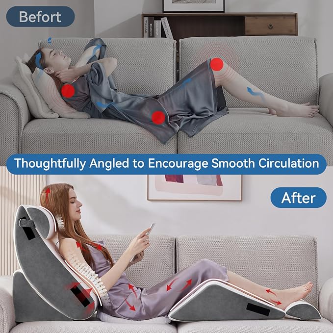 Wedge Pillow Set for After Surgery, 6 PCS Bed Wedge Pillow for Sleeping, Memory Foam Orthopedic Back Pillow for Pain Relief and Acid Reflux, Adjustable Post Surgery Pillow Grey