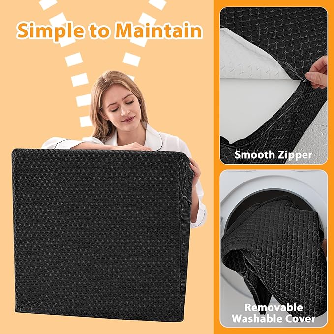 Wedge Pillow for Acid Reflux, Bed Wedge Pillow for Headboard 10", Pillow Wedge for Back Pain Relief, Post Surgery, Elevated Pillows for Sleeping, Snoring, Triangle Pillow with Cover, Black