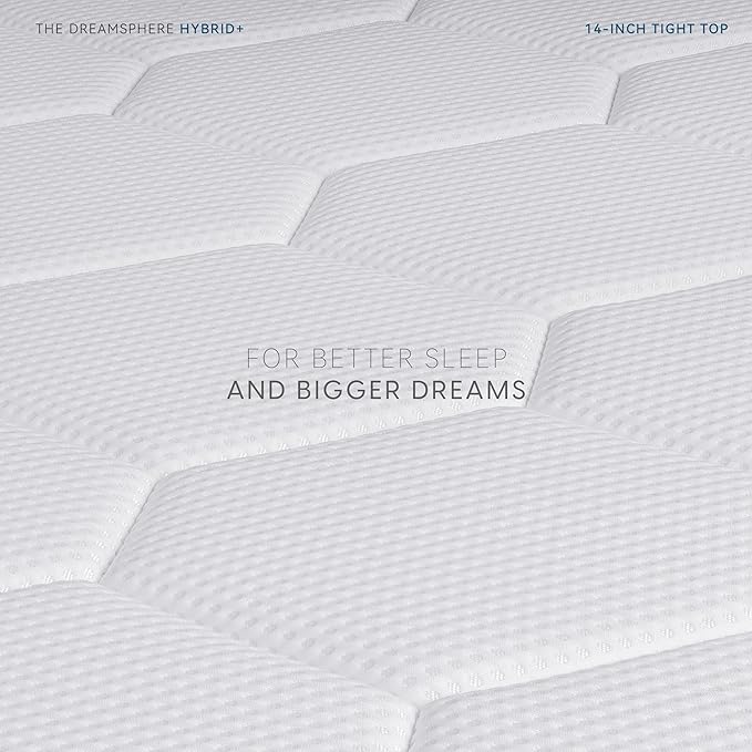 DreamSphere 14-inch California King Hybrid Mattress, Medium Firm Gel Memory Foam Mattress, CertiPUR-US Certified, Mattress in a Box, Cal King Mattress