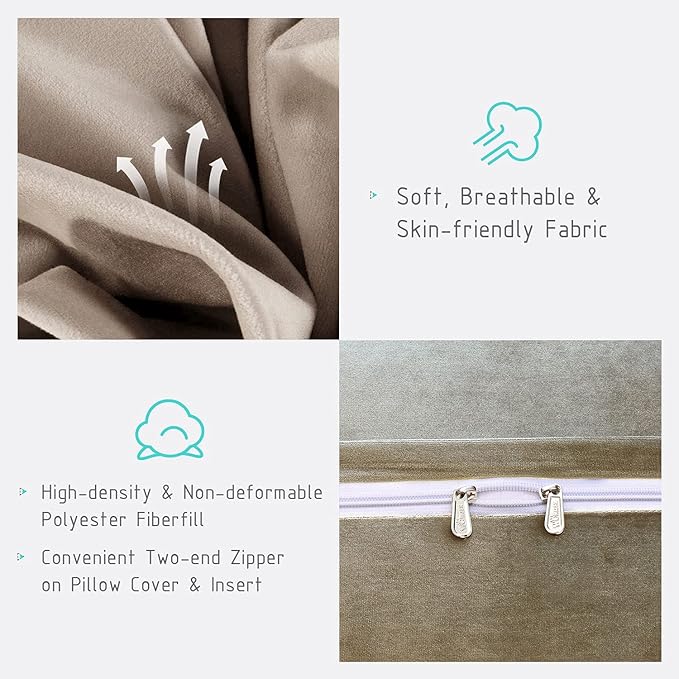 Wedge Headboard Pillow Dorm Room Reading Pillow Back Support for Sitting Up in Bed Bolster Lumbar Cushion Body Positioning Bedrest (Light Tan, 24x8x20 in)