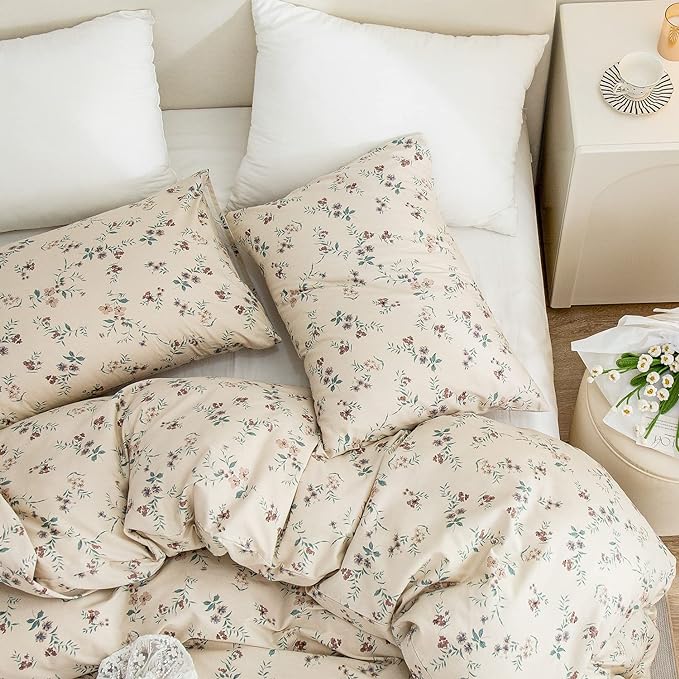 Duvet Cover King Floral, 100% Brushed Microfiber Floral Bedding Set 3 Pieces King Size Duvet Cover Vintage floral for All Seasons, 1 Duvet Cover and 2 Pillowcases with Zipper Closure (Floral, King)