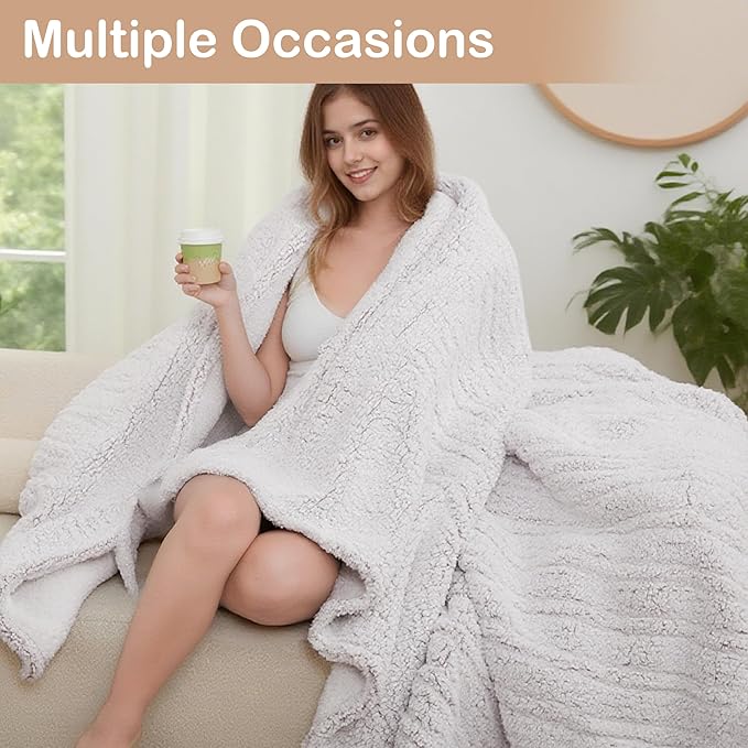 Electric Heated Blanket Full Size 72"×84" with 6 Heating Levels & 10Hs Auto Off, Heating Blanket Double Sided Sherpa, Fast Heating, Machine Washable for Christmas Gift - Light Gradient Purple