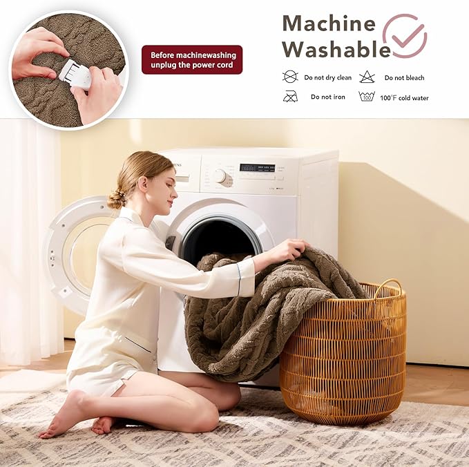 Heated Electric Blanket Twin Size-62"x84" Heating Blanket with 10 Heating Levels & 5 Time Settings Over-Heat Protection,Winter Warmer for Adults with ETL Certification(Beige)