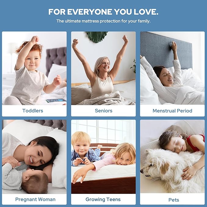 BEDLORE King Mattress Protector, Waterproof Noiseless Mattress Cover with Deep Pocket for 6-18 inches Mattress, Soft Breathable Mattress Pad Machine Washable (White)