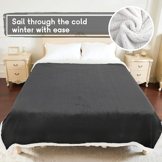Heated Blanket Electric Blanket Full Size 72''x84'', Soft Flannel Heating Blanket with 1-10 Hour Auto Off - 6 Heat Settings - Machine Washable - Dark Grey