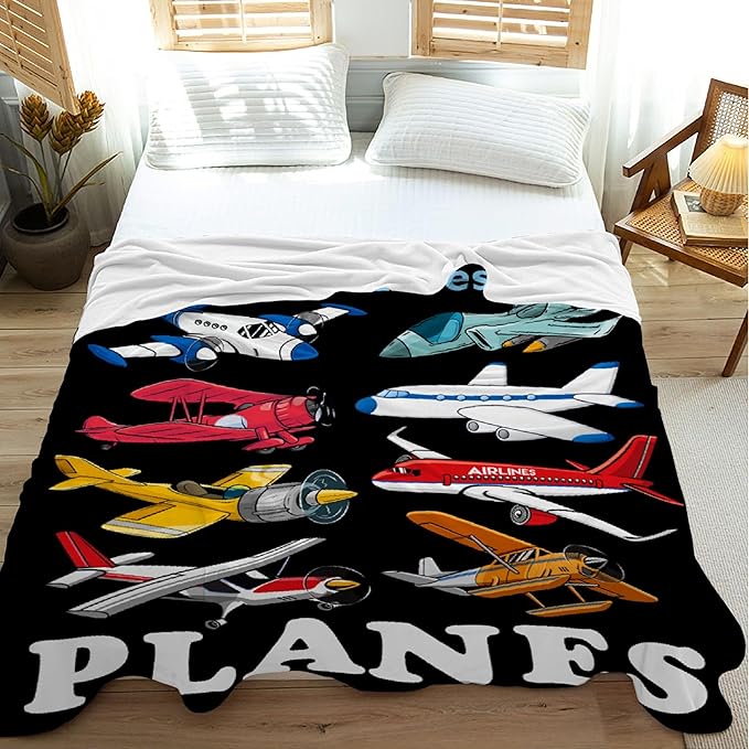 Khumbhira Airplane Blanket for Boys Kids Child Toddler Just A Boy Who Loves Planes Blanket Warm Plush Fleece Planes Throw for Bed Sofa Office Decor Airplane Gifts Ideas 40"x50"-S