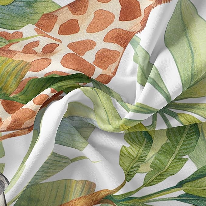 QOOMO Wild Animal Comforter King Size,Elephant Giraffe Zebra Kids Comforter Set,3Pcs Bedding Set Printed Comforter with 2 Pillowcases,Down Alternative,Soft and Lightweight
