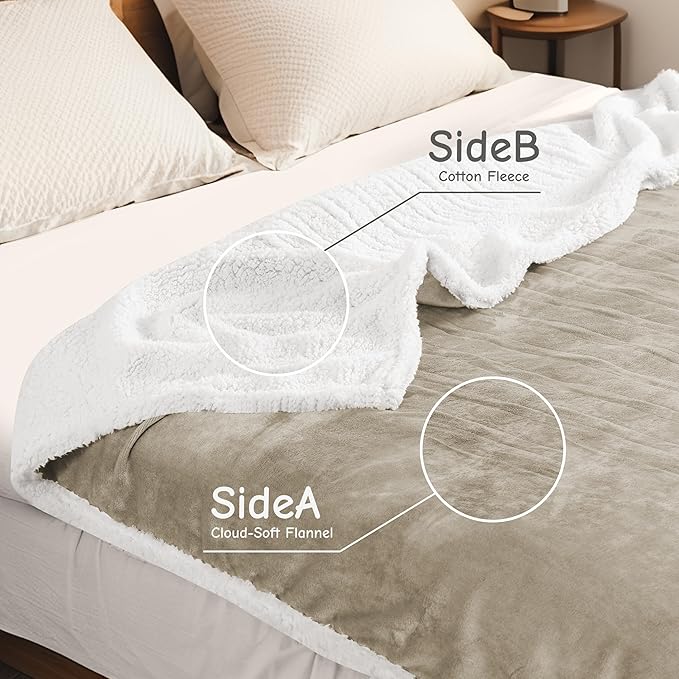 Electric Heated Blanket Throw Size 50"x60", Soft Flannel with Overheat Protection, 6 Adjustable Heat Settings & 3-Hour Auto-Off Timer, Fast Heating for Winter Comfort, Camel
