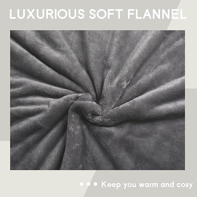 Heated Blanket Electric Throw 50''x60'', 3 Hour Auto Shut-Off 6 Heating Levels Small Warm Soft Flannel Electric Blanket Machine Washable - Light Grey