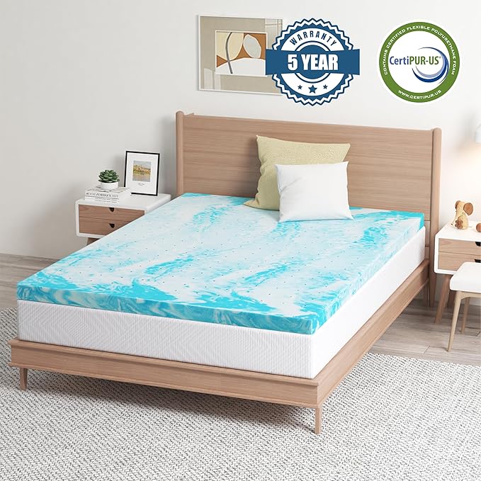 EGOHOME Topper 2 Inch Full Memory Foam Mattress Topper, Gel Foam Mattress Topper for Pressure Relief, Ventilated Design Bed Topper in a Box, CertiPUR-US Certified, 54"×75", Medium