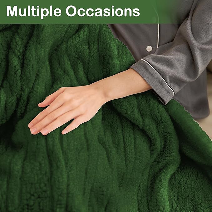 Electric Heated Blanket Full Size 72"×84" with 6 Heating Levels & 1-10Hs Auto Off, Heating Blanket Double Sided Plush Sherpa, Fast Heating, Machine Washable for Christmas Gift - Green