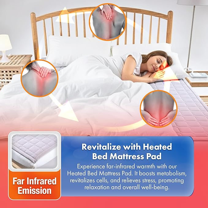 Heated Mattress Pad – Bed Warmer with 5 Heat Settings, 15-Hour Auto Shut-Off,Tencel & Microfiber, Anti-Radiation, Waterproof, Machine Washable, Single Controller, UL Listed, Twin, Single