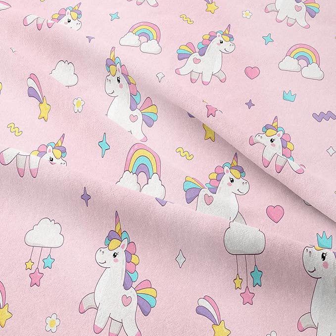 Peopleareok Unicorn Comforter Set Full(79x90 Inch), 3 Piece Cute Pink Unicorn Print Comforter, Kids Cartoon Kawaii Comforter for Girls Bedroom Decor All Season