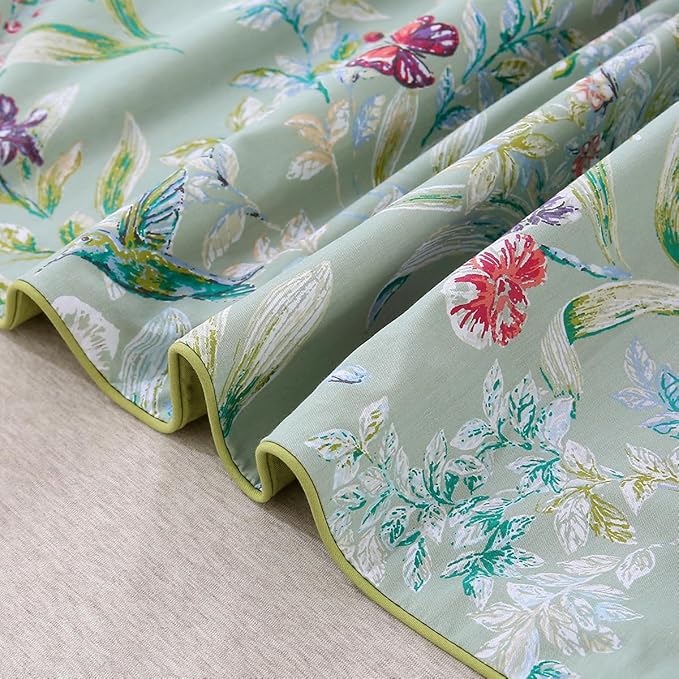 URBONUR Green Floral Duvet Cover Set Full Size 100% Egyptian Cotton Percale Bedding Set Farmhouse Butterfly Print Comforter Cover with Button Closure (3Pcs, Full)