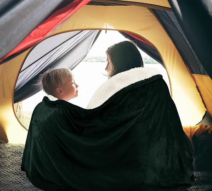 Utopia Bedding Sherpa Blanket California King Size (Forest Green, 102x96 Inches) - Soft Lightweight Plush Fleece Reversible Blanket for Bed, Sofa, Couch, Camping and Travel