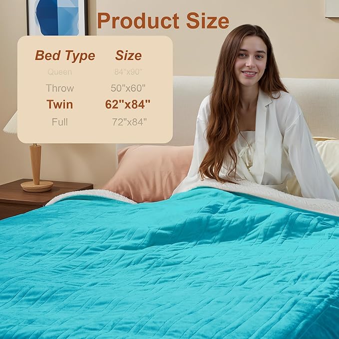 Electric Blanket Heated Twin Size, Ultra-Soft 62" x84" Heating Blankets, Fast, Even & Efficient Heating, 1-12 Hours Auto-Off and 6 Heatin Settings, UL Listed for Safety, Warm Gift for Grandma