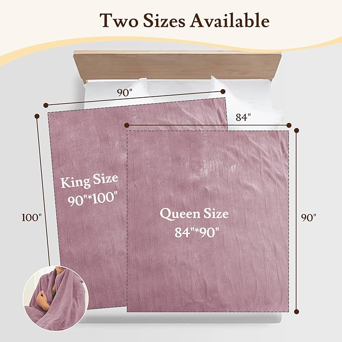 Electric Heated Blanket 84"x90" Queen Size - 4 Heat Settings & Dual Controllers, 10H Auto Shut Off, Ultra-Soft Coral Fleece Heated Blanket with Overheat Protection, Dark Pink