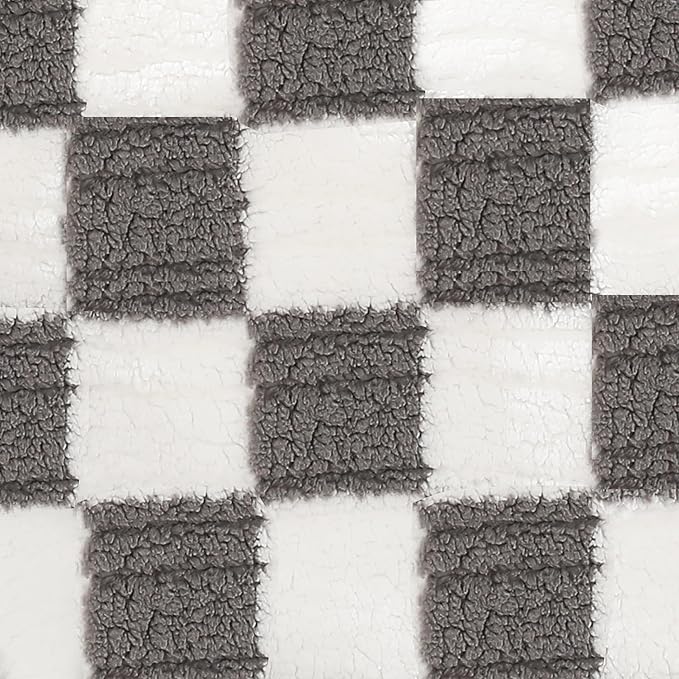 Electric Heated Blanket Full Size 72"×84" with 6 Heating Levels & 1-10Hs Auto Off, Checkered Plaid Heating Blanket Double Sided Sherpa, Fast Heating, Machine Washable for Christmas Gift Light Gray