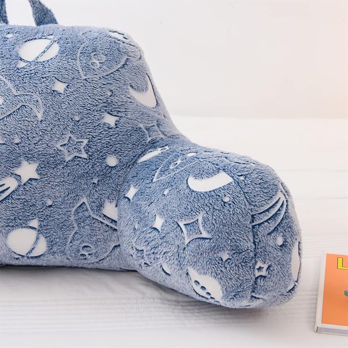 Aimuan Reading Pillow Bed Rest Wedge Large Adult Backrest Pillow with Arms Back Support for Sitting Up in Bed Cushion, Light-blue