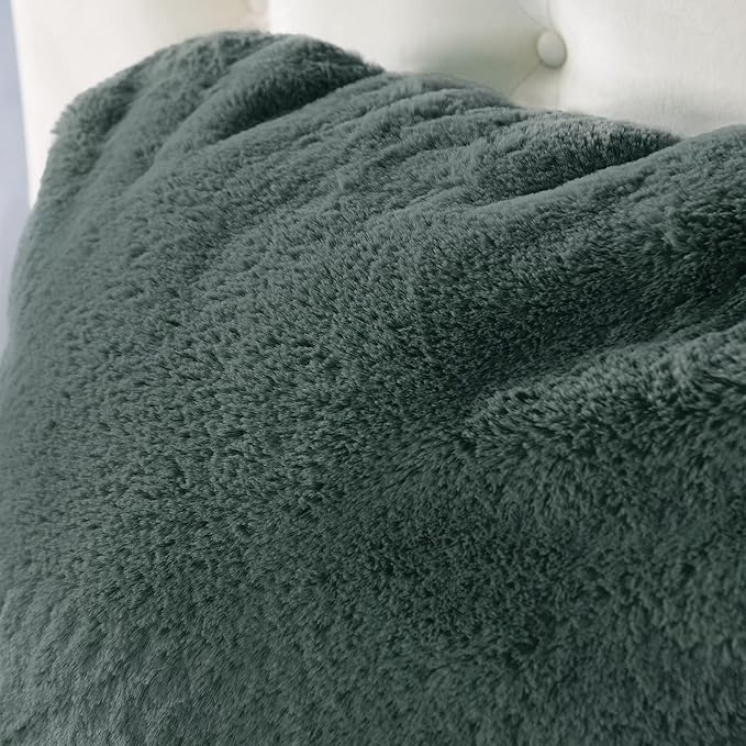Plush Faux Fur Backrest Reading Bed Rest Pillow with Arms and Pockets for Sitting in Bed Couch Sofa, Back Support Wedge Cushion with Removable Cover, 20" x 18" x 17", Dark Gray