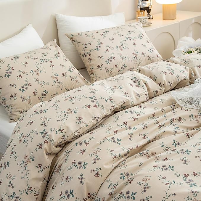Twin Duvet Cover Floral, 100% Brushed Microfiber Floral Bedding Set Twin 3 Pieces Vintage Duvet Cover Floral Twin for All Seasons, 1 Duvet Cover and 2 Pillowcases with Zipper Closure (Floral, Twin)