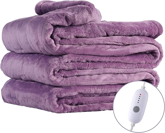 Electric Heated Blanket Full Size 72"x84", Fast Heating Blanket, Soft Cozy for Bed, 10 Hours Auto Off & 5 Heating Levels, Heater Blankets, Machine Washable, Warm Gifts for Grandma -Light Purple