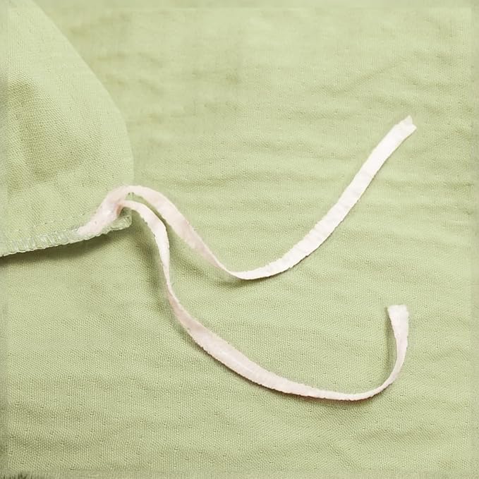 Duvet Cover Queen Set, Luxury Brushed Microfiber Double-Layer Crinkle Gauze Sage Green Duvet Cover, 3 Pieces Bedding for All-Season, Soft Breathable with Zipper Closure (No Comforter)