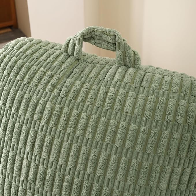 Reading Pillow for Sitting in Bed, Large Backrest Reading Pillow with Arm Rest,Back-Rest Support Cushion for Sit Up on Couch, Sofa, and Floor, Dorm Essentials (Green Corduroy, Standard(17"))