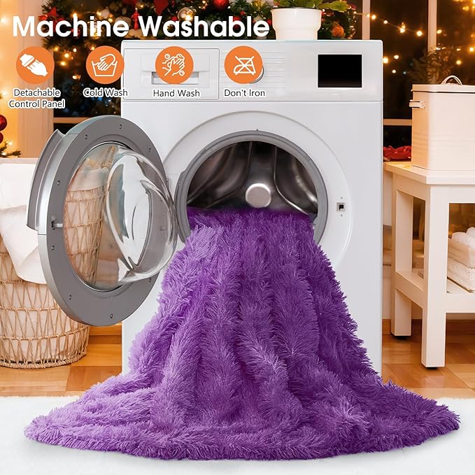 Heated Electric Blanket Throw,Warm Winter Birthday Gifts for Women Her Grandma-Faux Fur with Soft Sherpa,10 Heat Settings,5 Time Settings with Fast Heating, 50x60, Mystic Purple