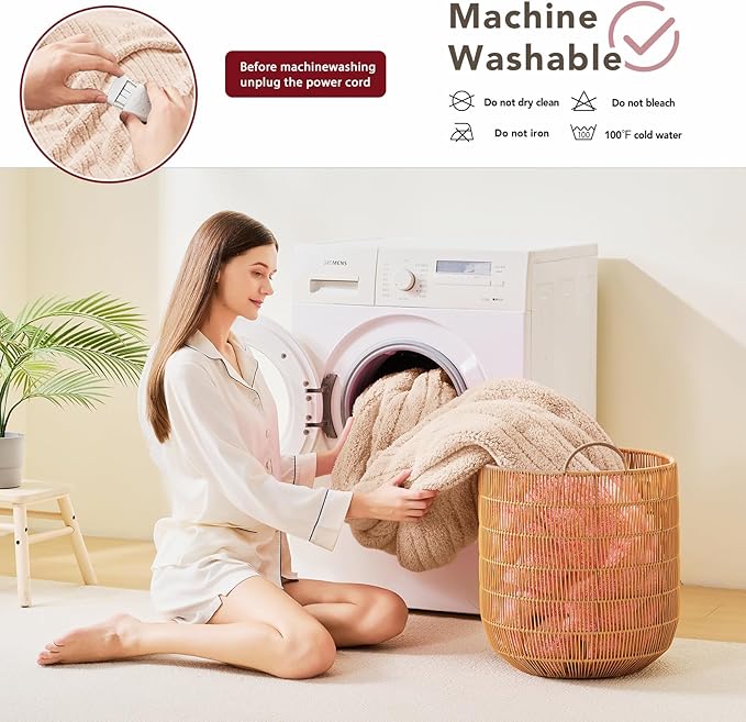 Heated Electric Blanket King Size - 100"x90" Flannel Heating Blanket with 10 Heating Levels & 5 Time Settings Over-Heat Protection, Winter Warmer for Adults with ETL Certification(Beige)