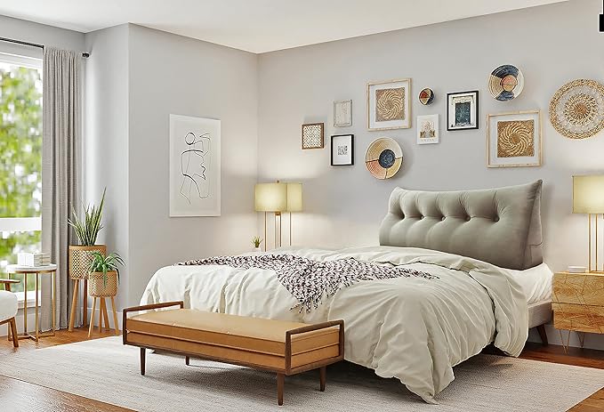 WOWMAX Headboard Pillow Twin, Triangular Wedge Pillow Headboard, Wedge Headboard Pillow for Bed Sofa, Daybed Pillows for Sitting up, Reading or Working with Removable Cover, Taupe