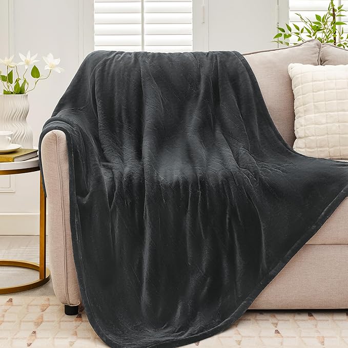 Heated Throw Blanket 50"×60" - Premium Cosy Soft Electric Blanket with 6 Heating Levels,Fast Heating Flannel Sherpa Blanket for Bed & Couch - Auto Shut Off/Machine Washable (Grey)