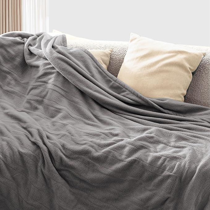 Electric Heated Blanket 84"x90" Queen Size Microplush Cover Blanket, 4 Heat Settings & 10 Hours Auto Off, Cozy & Breathable, Warm All Night, Light Grey