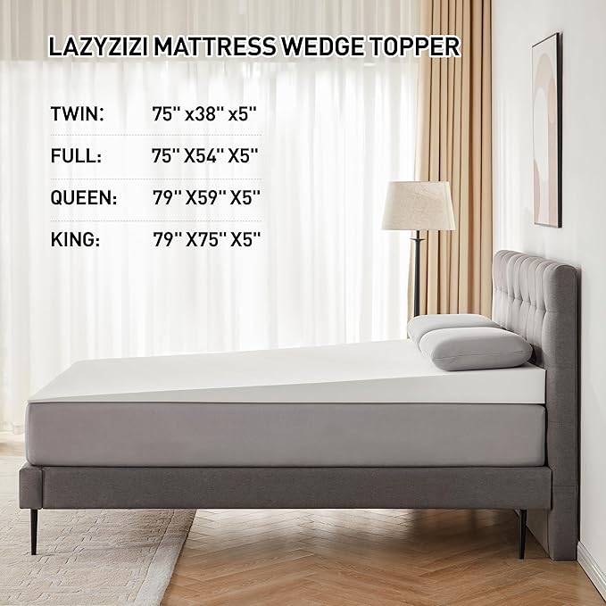 Mattress Wedge Only, 5-Inch Queen Inclined Bed Wedge Mattress Topper for Acid Reflux, GERD, Neck & Back Pain, Snoring, Adjustable Elevator Under Mattress Support for Bedroom
