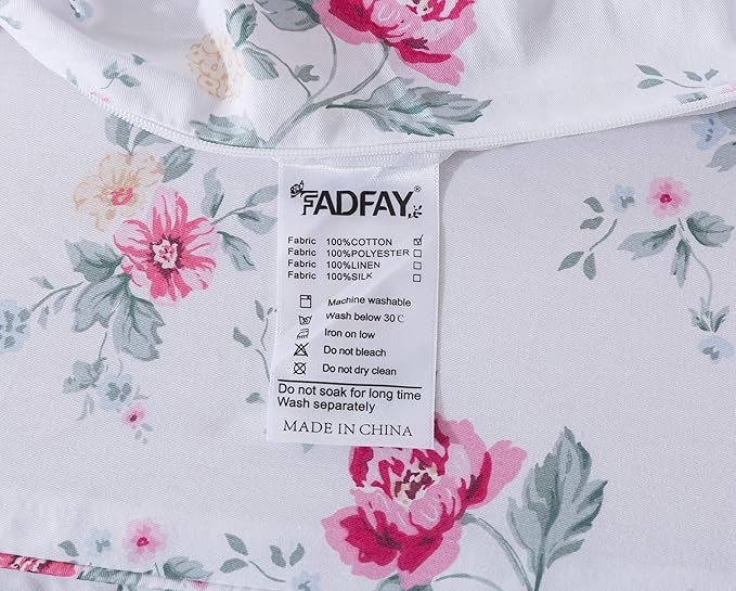 FADFAY Rose Duvet Cover Set Twin Pink Floral Bedding Vintage Botanical Flower Quilt Cover Set Rustic Farmhouse Bedding 100% Cotton Soft Comforter Cover with Hidden Zipper Closure 3Pcs, Twin Size