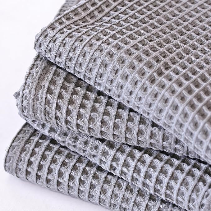 Premium Waffle Blanket Twin Size Gray - Luxury, Pure 100% Turkish Cotton, Light and Airy Waffle Weave All-Season Quilt - Luxury Decorative Bedspread (Gray, Twin 63" x 91" Inch)
